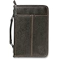 Aviator Bible Cover, Zippered, with Handle, Leather Look, Brown, Extra Large