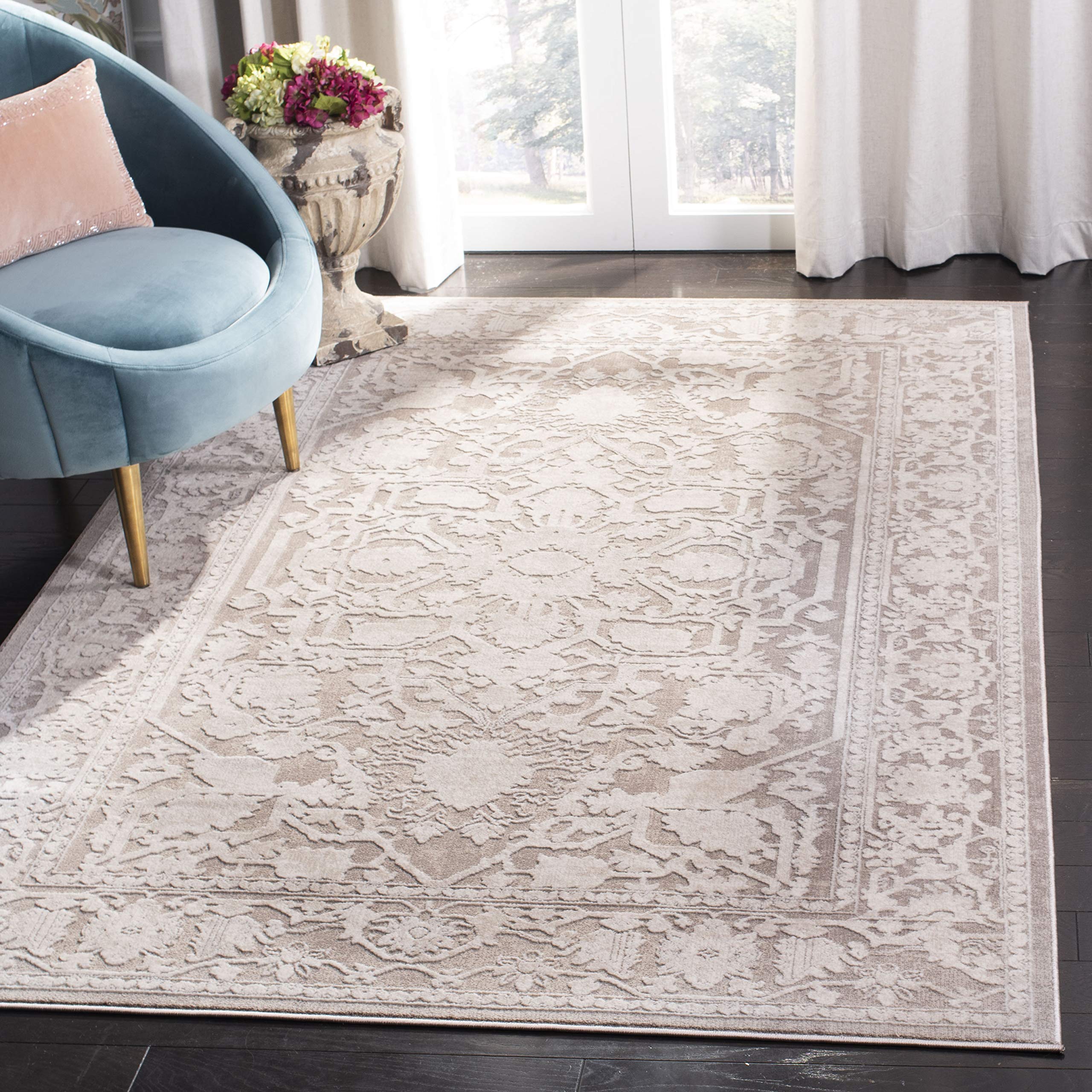 Photo 1 of ***MINOR WRINKLED EDGES** SAFAVIEH Area Rug 6x9 - Reflection Collection - Beige & Cream, Non-Shedding & Easy Cleaning, Ideal for Living Room, Bedroom, Dining Space (RFT665A)