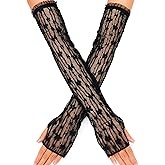 GEMILY Lace Sheer Bridal Arm Sleeves Long Fingerless Gloves for Women