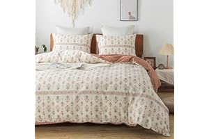 HoneiLife King Duvet Cover Set - 100% Cotton Comforter Cover Floral Duvet Cover Sets,Soft & Breathable Duvet Cover with Zipper Closure and Corner Ties,3pcs Wildflower Comforter Cover Sets-Sweet Grass