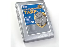 GUARD SHIELD Heavy Duty Tarp Waterproof 6x8 Feet Silver/Black Large Outdoor Tarps Cover 12mil