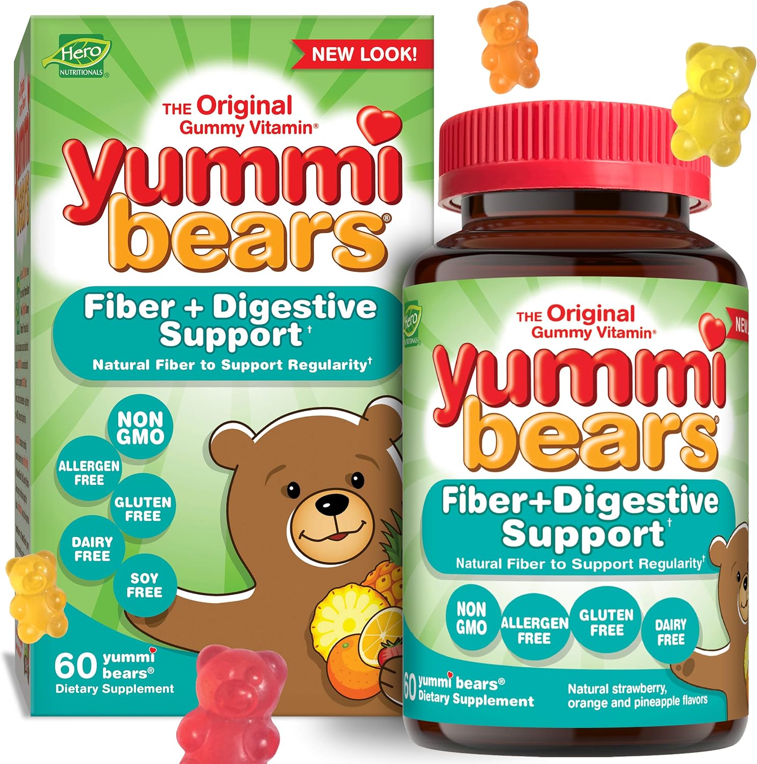 Amazon Com Yummi Bears Digestive Health Natural Fiber Supplement Gummy Vitamins For Kids 60 Count Pack Of 1 Health Personal Care