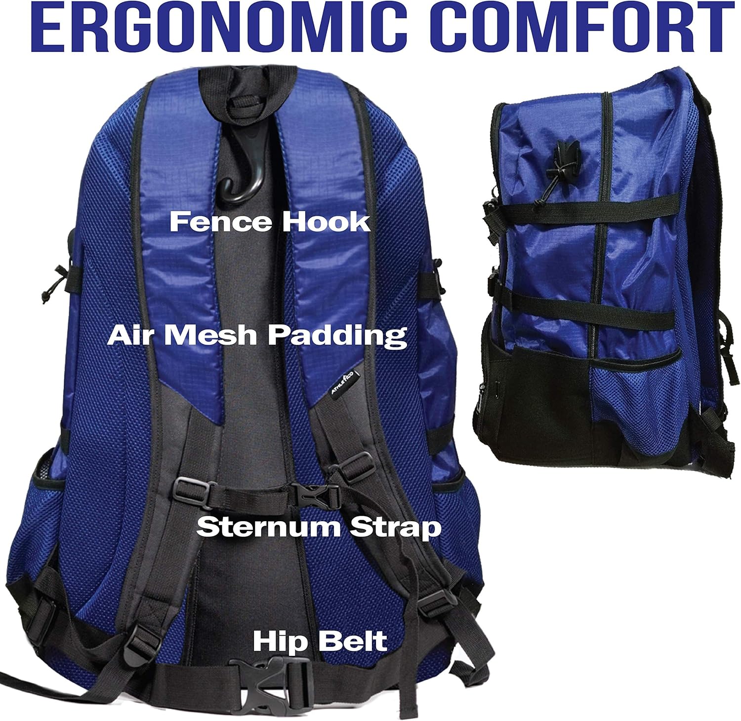 Athletico Lacrosse Bag - Extra Large Lacrosse Backpack - Holds All Lacrosse or Field Hockey Equipment - Two Stick Holders and Separate Cleats Compartment (Blue) : Sports & Outdoors
