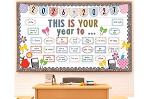POLAXIUM This is Your Year New Year Bulletin Board Set This is Your Year Classroom Decoration Composition Notebooks Welcome Back to School New Year Cutouts for School Office Chalkboard Wall Door Decor Supplies