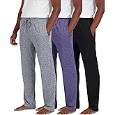 Real Essentials 3 Pack: Men's Pajama Pants Soft PJ Lounge Bottoms Loungewear Pijamas Elastic Waist Pockets (Big and Tall)