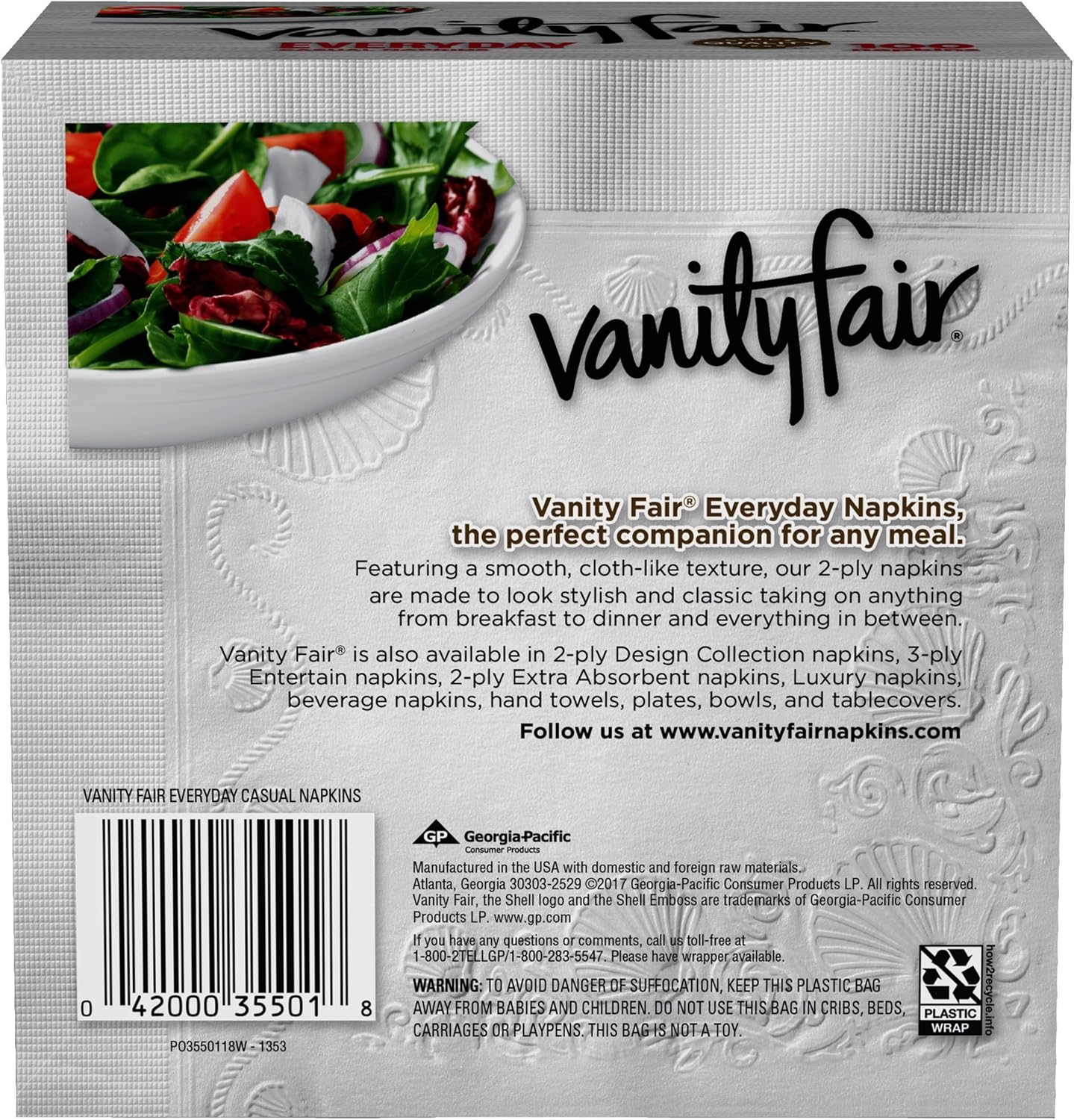 Amazon Com Vanity Fair Everyday Napkins 100 Count White Dinner Paper Napkins Health Personal Care