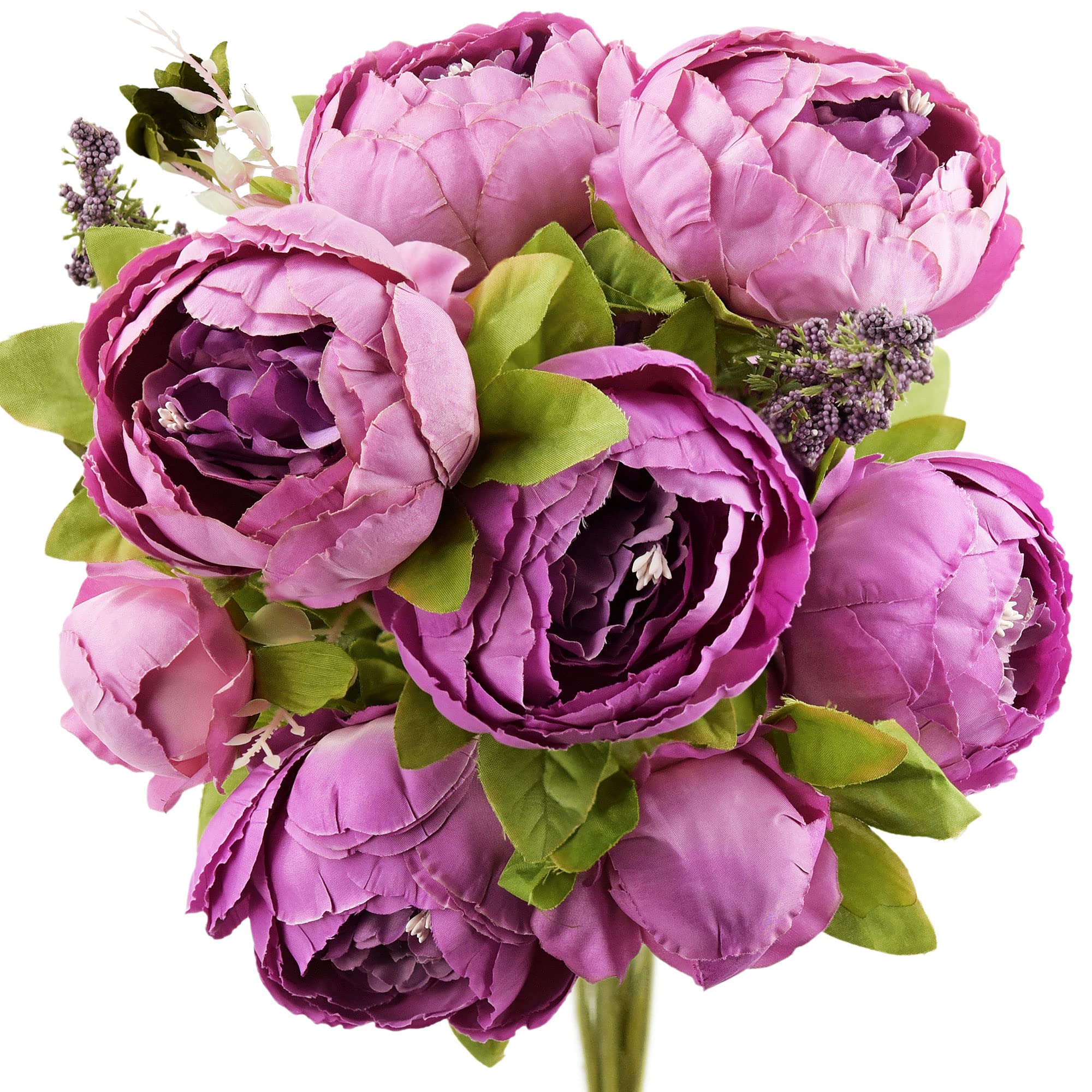 FiveSeasonStuff Vintage Artificial Flowers Purple Peony and Hydrangeas | Wedding, Bridal, Home, Office Décor (1 Bouquet)