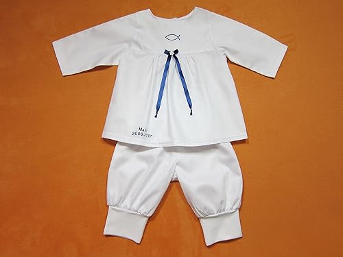 Taufanzug Stickerei Name - Datum Satinschleife Pumphose