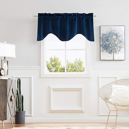 Central Park Velvet Scallop Window Valance for Kitchen Bedroom Living