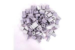 HIGOOD Aluminum Crimping Loop Sleeve for 1/8" Diameter Wire Rope and Cable (1/8" 100PCS)