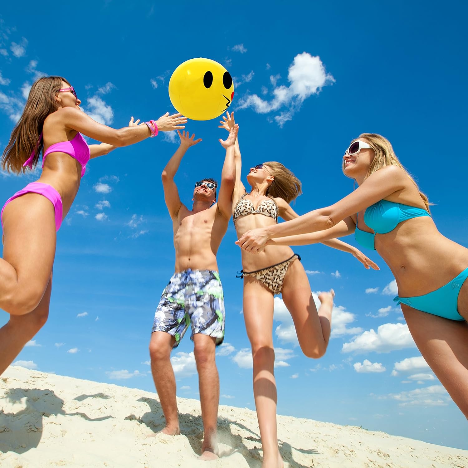 16" Emoji Party Pack Inflatable Beach Balls - Beach Pool Party Toys (12 Pack): Sports & Outdoors