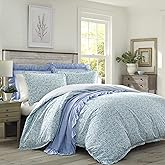 Laura Ashley - Twin Duvet Cover Set, Reversible Cotton Bedding with Matching Sham, Lightweight Cotton Bedding for All Seasons (Jayne Winter Green, Twin)