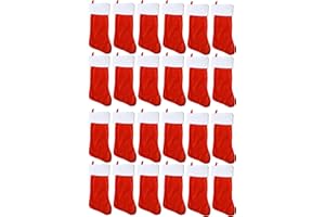 Black Duck Brand Set of 24 Christmas 19" Red Velvet Stockings W/White Plush Cuff & Hanging Tag (24)