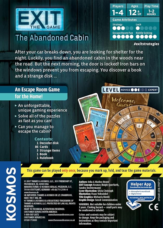 Amazon Com Exit The Abandoned Cabin Exit The Game A Kosmos
