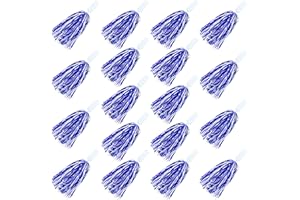 KDPATFAV 18PCS Cheerleading Pom Poms Metallic Foil Plastic Pom Poms with Baton Handle for Game Sports Squads Dancing Party Football Basketball Club Spirit Sports Stage Performance Celebration (Blue and White)
