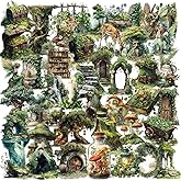 50PCS Forest Stickers PET Transparent Stickers Vintage Fantasy Forest Decals Waterproof Decorative Decals for Scrapbook DIY Crafts Album Bullet Journal Planner Water Bottles Laptops (Forest)