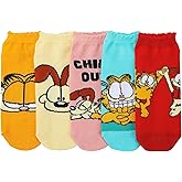 Bioworld Garfield & Odie Character Art Women's 5-Pair Ankle Socks