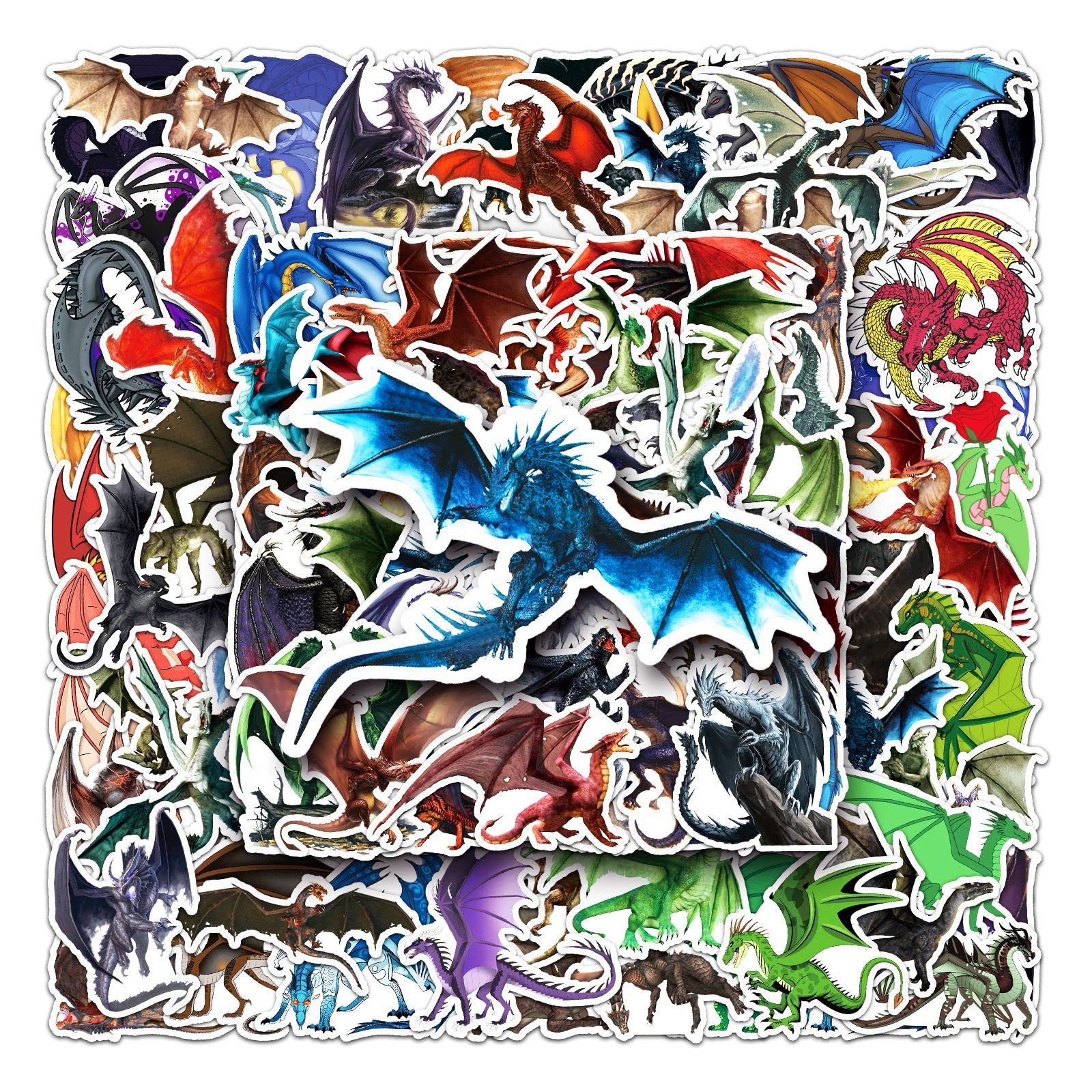 Dragons Stickers 100 Pcs Vinyl Waterproof Stickers for Laptop Skateboard Computer Water Bottle Car Bike Phone Helmet Luggage,Cartoon animal Stickers for Kids Teens