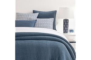 Pine Cone Hill Boyfriend Ink Matelasse Coverlet, Queen Size, Blue Solid Pattern