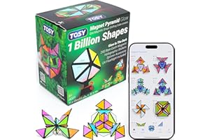 TOSY Magnet Pyramid Glow - 1 Cube Transforms into 1 Billion Shapes, 15 pcs (12 Puzzle pcs & 3 Accessories), 243 Magnets, Glowing, Christmas Stocking Stuffers Gift for Kids, Creative Puzzle STEM Toy