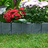 Pukkr 5M Grey Stone Effect Lawn Edging Pack of 20 Interlocking Cobblestone view 7