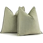 ZWJD Sage Green Pillow Covers 18x18 Set of 2 Chenille Throw Pillow Covers with Elegant Design Soft and Luxurious Decorative Throw Pillows for Couch, Bed, and Home Decor