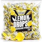Sugar Free Lemon Drops Hard Candy, 1 lb. Bag, Individually Wrapped | Lemon Candy, Sugarless Hard Candy, Perfect for Candy Dishes, Office Treats, Travel Snacks, and Refreshing Sweet Cravings