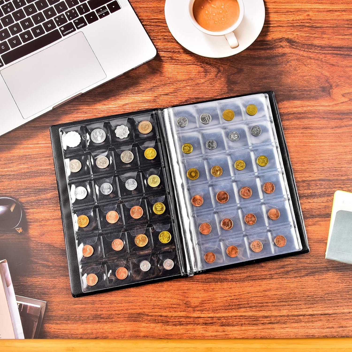 Coin Collection Holder Album 288 Pockets Book for Collectors, Coins Collecting Supplies Storage Organizer Fits for 20/25/27/30mm Coins, Penny, Quarters, Tokens, Medallions Display Case.-Black : Office Products