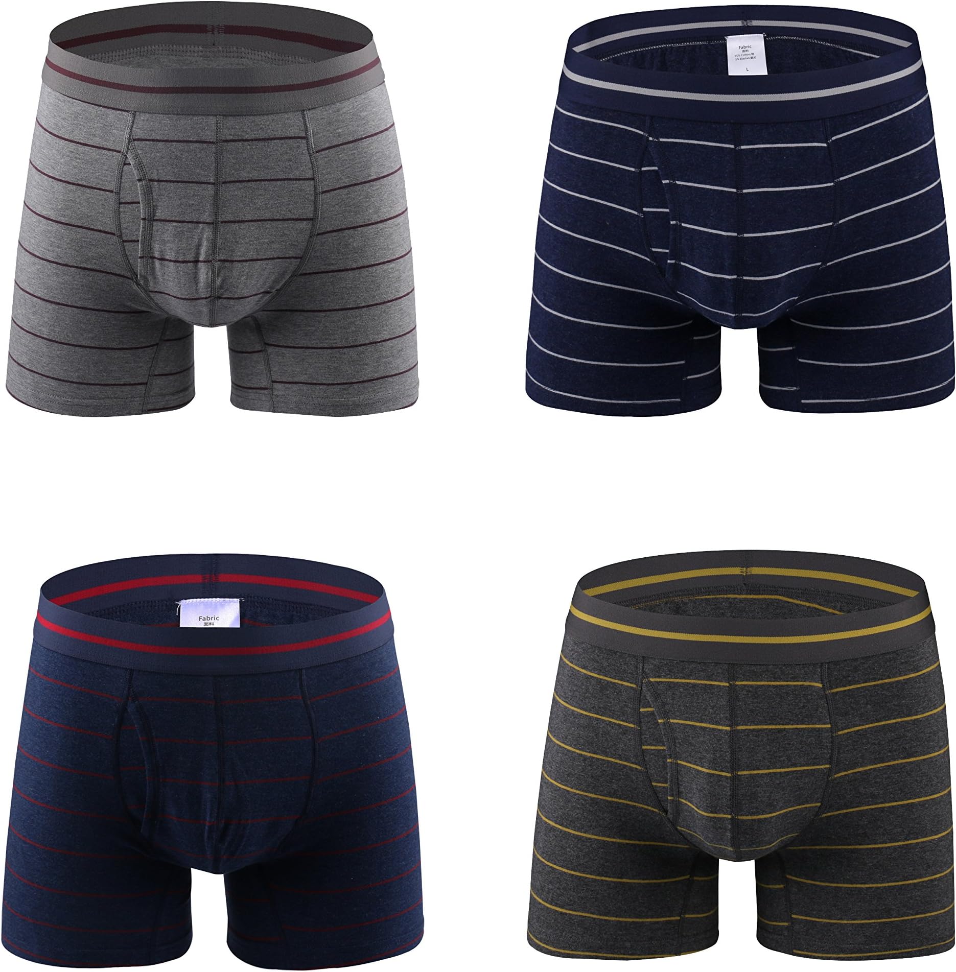 Nuofengkudu Men's Boxer Briefs Underwear 4 Pack Sports Soft Cotton Trunks