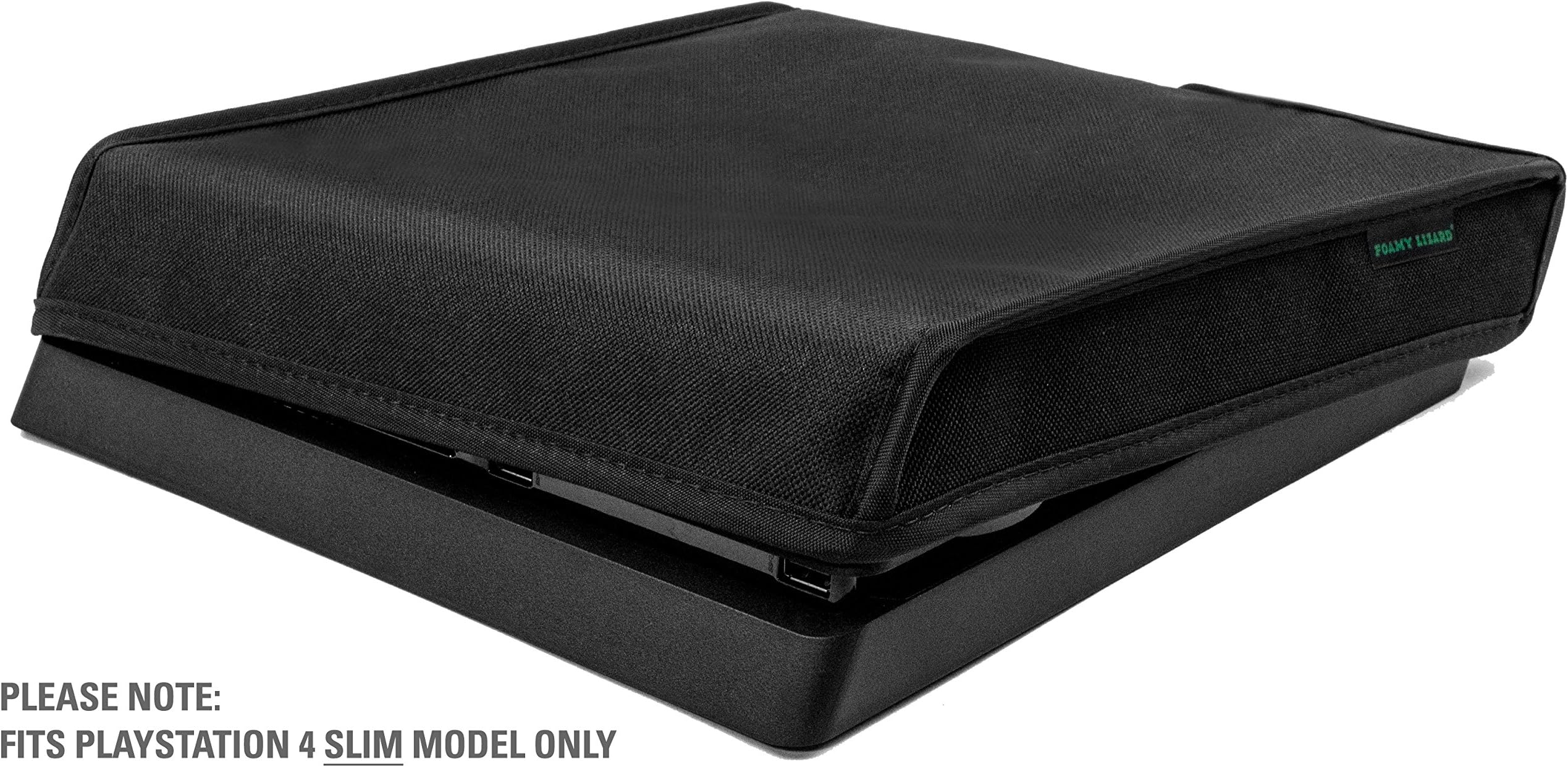 Playstation 4 Slim Model Dust Cover by Foamy Lizard โ THE ORIGINAL MADE IN U.S.A. TexoShield (TM) premium ultra fine soft velvet lining nylon dust guard with back cable port (Horizontal)