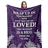 Linxher Gifts for Women Christmas, Inspirational Gifts for Woman, Cozy Soft Throw Blankets for Women, Positive/Spiritual Gifts, Purple Gifts for Older Woman, Get Well Gifts, Love Hug Blanket 60”x50”