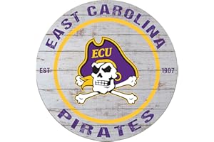 KH Sports Fan East Carolina Pirates Weathered Circle Sign, 20x20 Inches, Pirates Decor for Dorm Room, Bedroom, Fan Cave, Living Room; Display Your Team Spirit with This Unique East Carolina Pirates Wall Art
