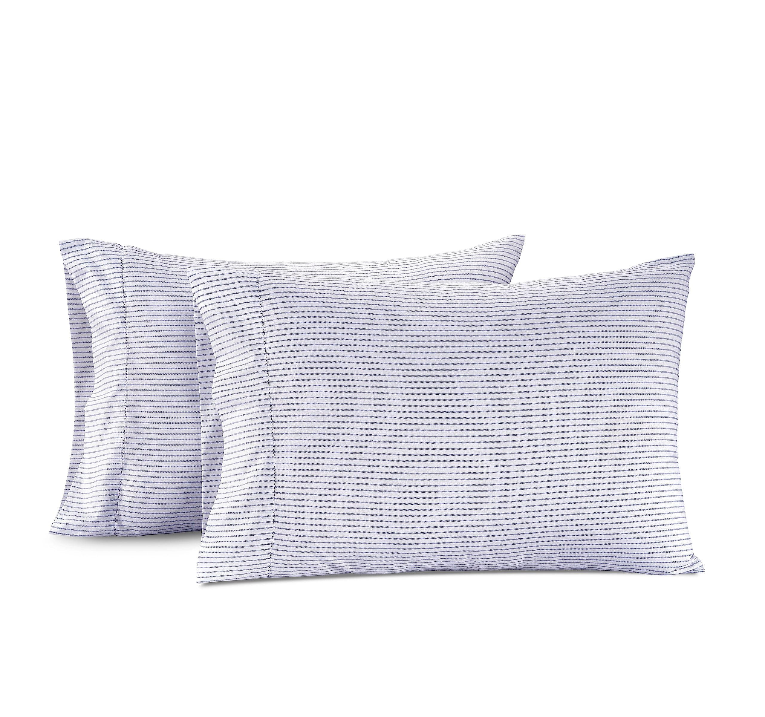 Lane Linen 100% Organic Cotton King Size Pillow Cases Set of 2 (20''x36''), Organic Cotton Pillowcases, King Pillow Cases Set of 2 Ticking Stripe