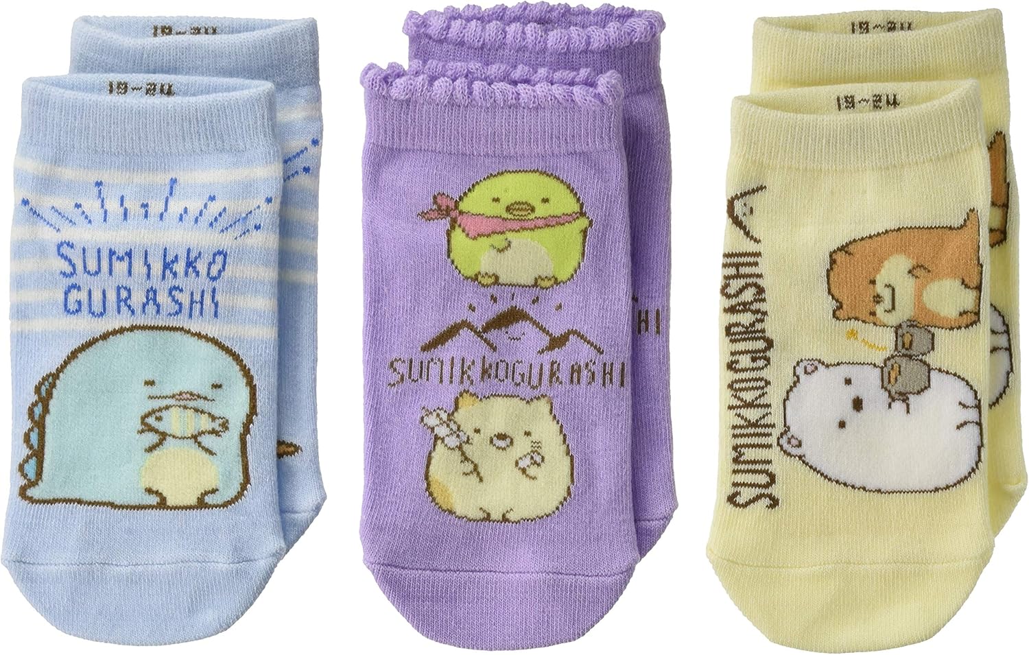 Amazon オカモト すみっコぐらし 靴下 キッズ 3柄セット スニーカーソックス かわうそ しろくま ねこ とかげ ぺんぎん かわいい すみっこ プレゼント 子供 親子 お揃い O910 4093 アソート 19 24 靴下 通販