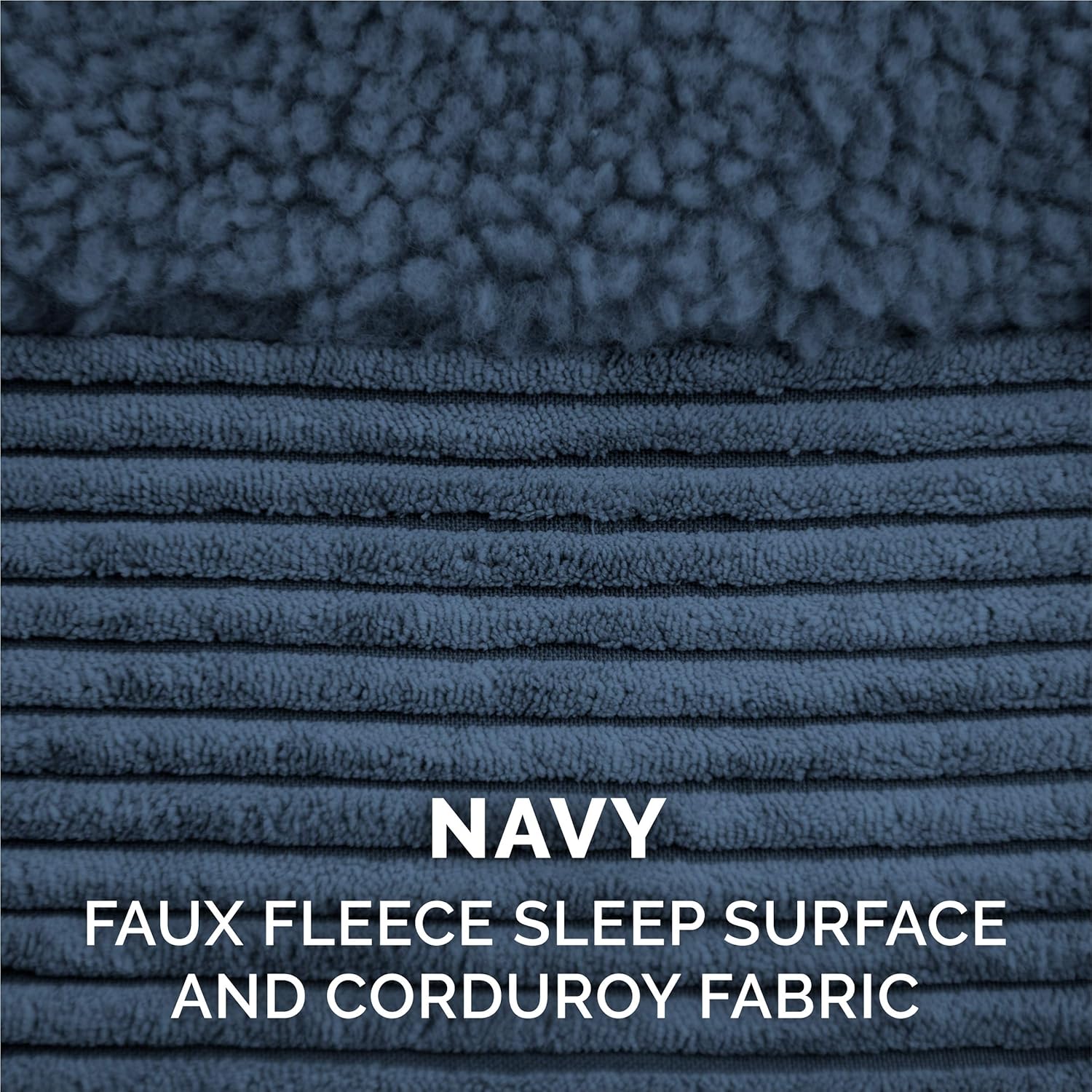 Furhaven Pet Dog Bed - Deluxe Memory Foam Faux Fleece and Corduroy Chaise Lounge Living Room Couch Pet Bed with Removable Cover for Dogs and Cats, Navy, Jumbo : Pet Supplies