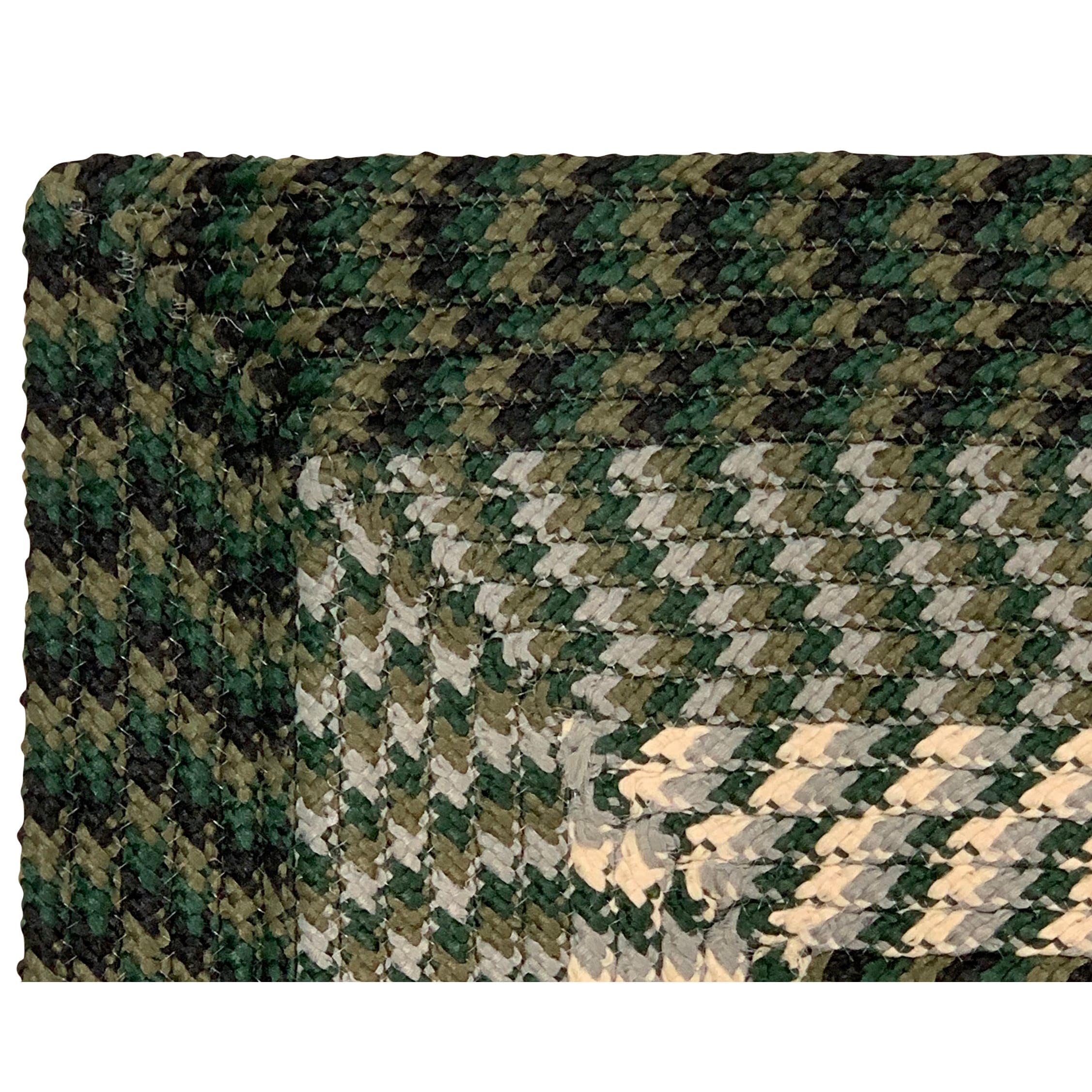 Better Trends Braided Rug - Alpine Braid Collection, Durable, Spot Clean, Reversible Indoor Utility Rug, 100% Polypropylene, Vibrant Color, 24" x 48" x 48" L-Shape, Hunter Stripe