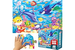 QUOKKA Giant Floor Puzzles for Kids Ages 3-5 - 2x3 Feet 48 Piece Puzzles for Kids Ages 4-8 - Educational Toys on Large Puzzle