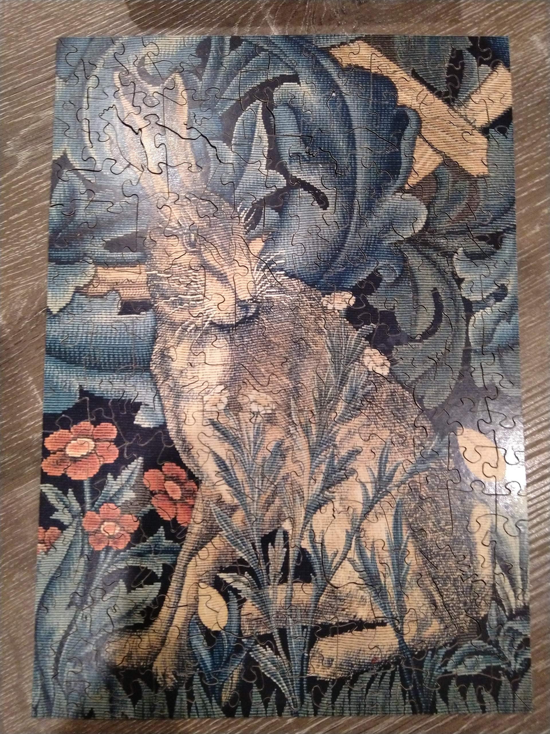 Wentworth Hare 250 Piece Laser Cut Wooden William Morris Jigsaw Puzzle with Wood Whimsy Shaped Pieces