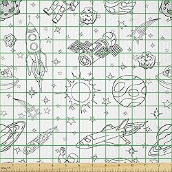Ambesonne Cartoon Fabric by The Yard, Doodle Solar