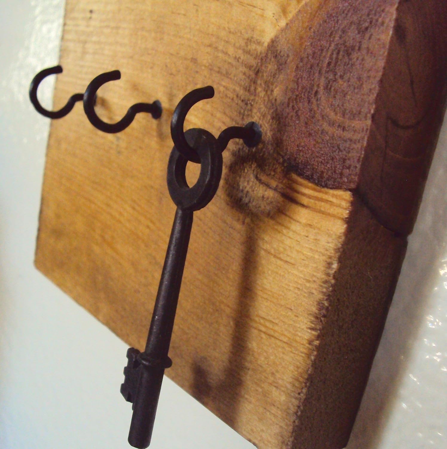 Amazon Com Small Wood Key Holder Rustic Industrial Decor Golden Brown Square Key Hanger Wooden Wall Entryway Decor Handmade