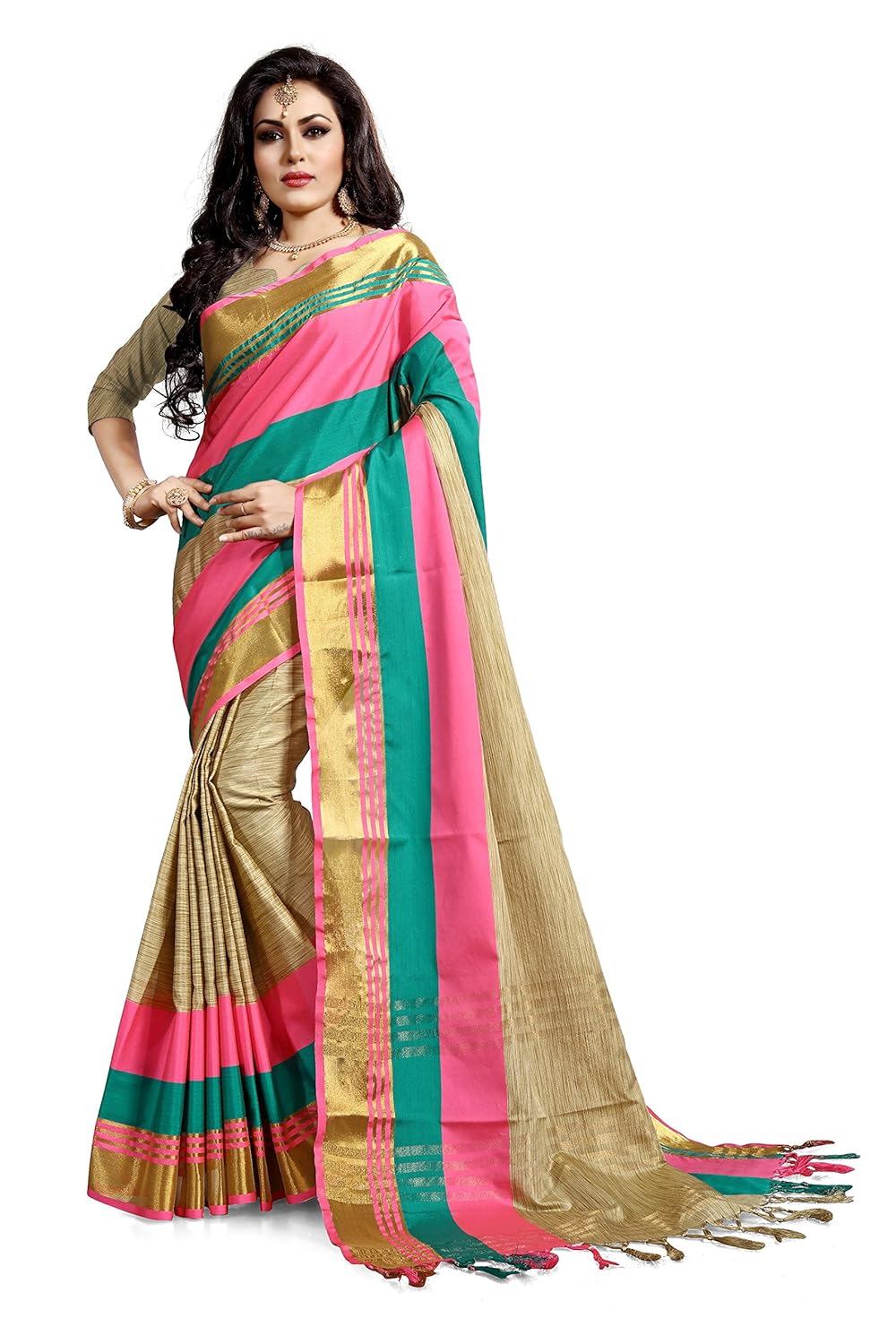 ruchika fashion women's cotton silk saree with blouse piece material