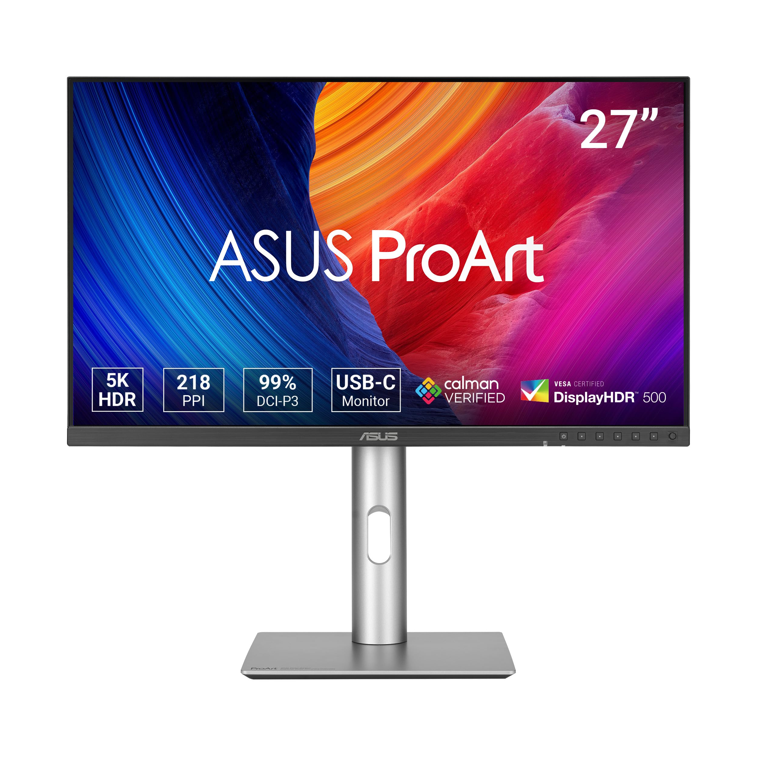 ASUS ProArt Display 5K PA27JCV Professional Monitor – 27-inch, IPS, 5K (5120 x 2880), 99% DCI-P3, LuxPixel AGLR, Light Sync, colour Accuracy ΔE < 2, Calman Verified, USB-C PD 96W, VESA DisplayHDR 500