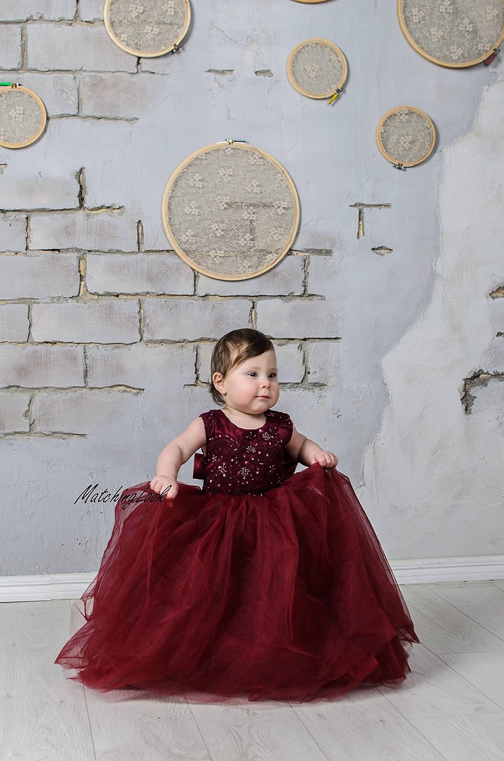 etsy burgundy flower girl dress