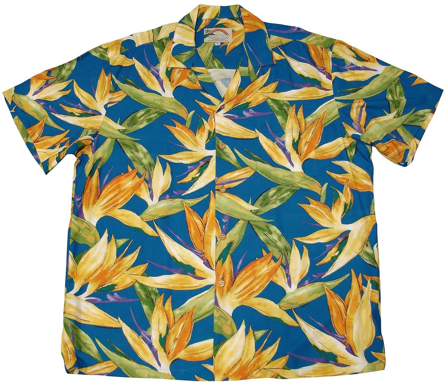 Paradise Found Mens Watercolor Bird of Paradise Hawaiian Shirt Casual