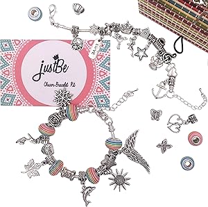 justBe Charm Bracelet Making Kit DIY Craft Jewelry Gift Set for Kids Girls Teens