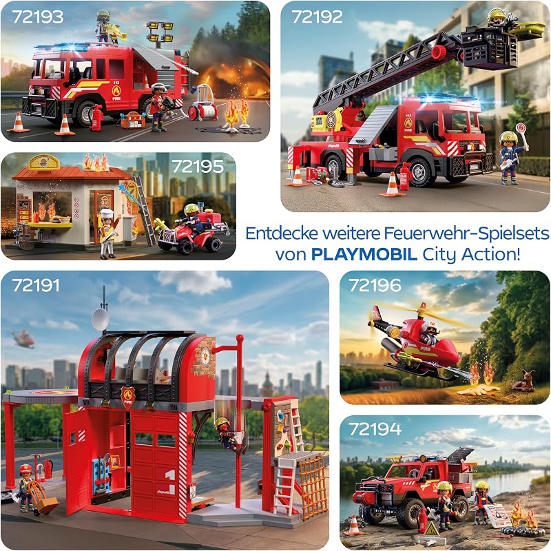 | City Action | Feuerwehr‑Leiterfahrzeug | Einsatzfahrzeug mit 63‑cm‑Leiter, Licht & Sound, Rettungsausrüstung & viel Zubehör | Für Kinder ab 4 Jahren | 72192