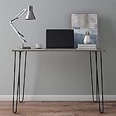 Lavish Home Desk with Hairpin Legs-Modern Industrial Style Decor-Woodgrain-Look and Steel Accent Home Office Furniture, (L) 3
