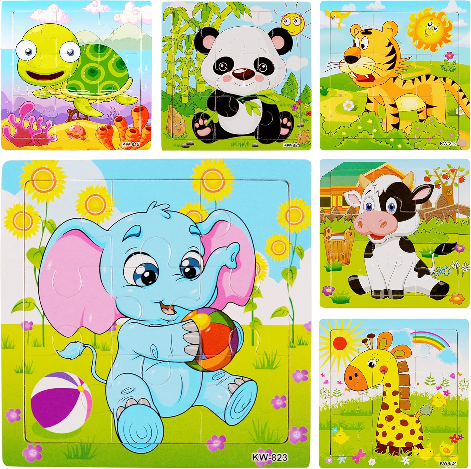 6Pack Wooden Jigsaw Puzzles for Kids Age 36 Year Old