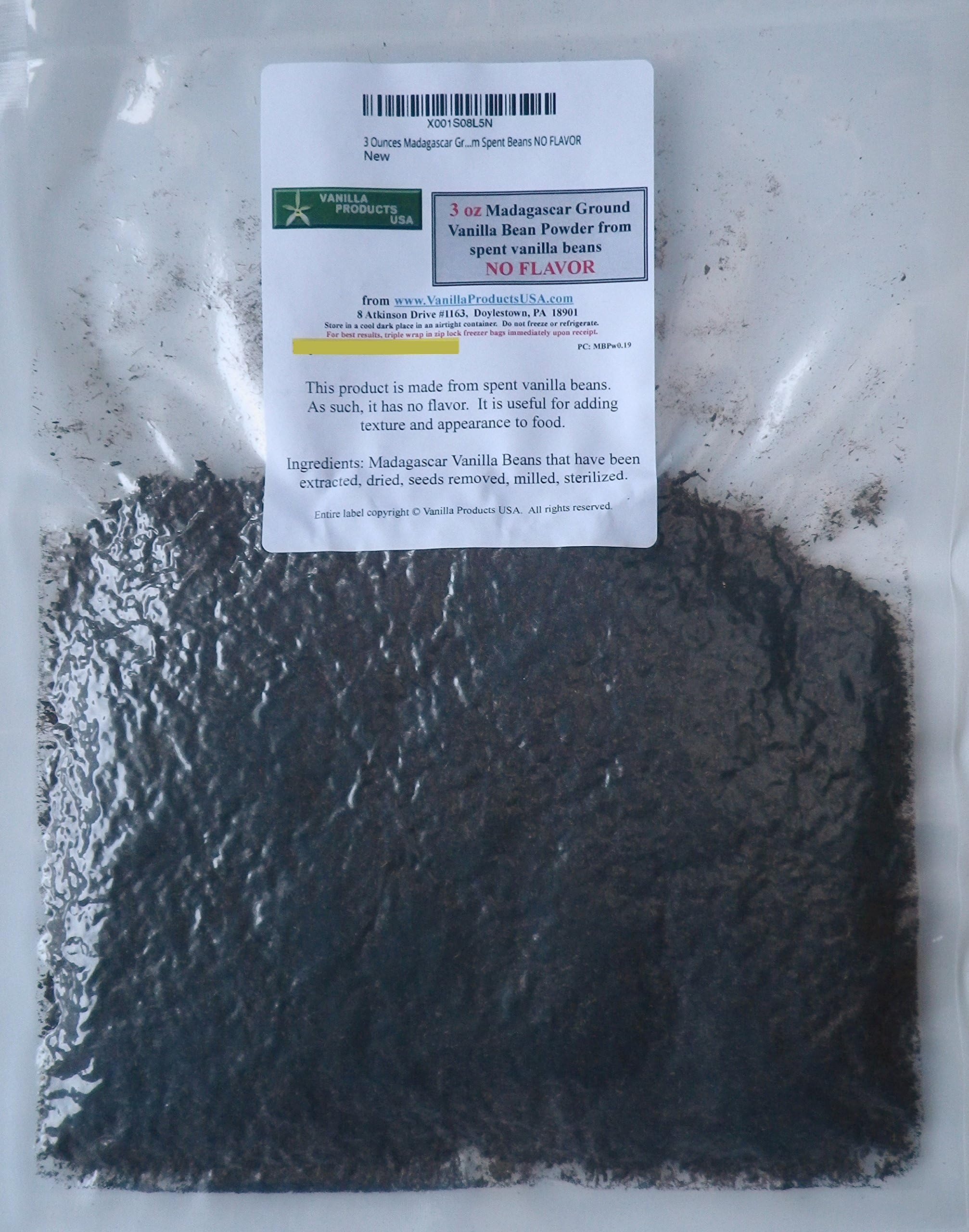 3 Ounces Madagascar Ground Vanilla Bean Powder from Spent Beans NO FLAVOR
