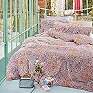 Bohemian Duvet Cover Set, 100% Cotton Bedding, Boho chic Mandala Printed, with Zipper Closure (3pcs, Queen Size)